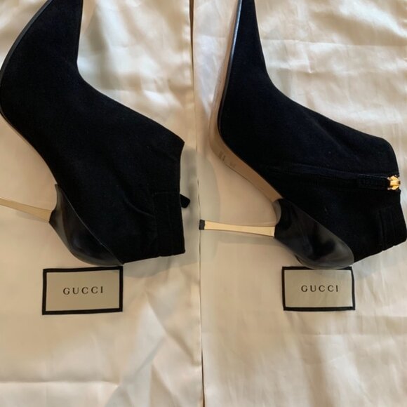 Gucci Black Suede Ankle Boots - Picture 1 of 8